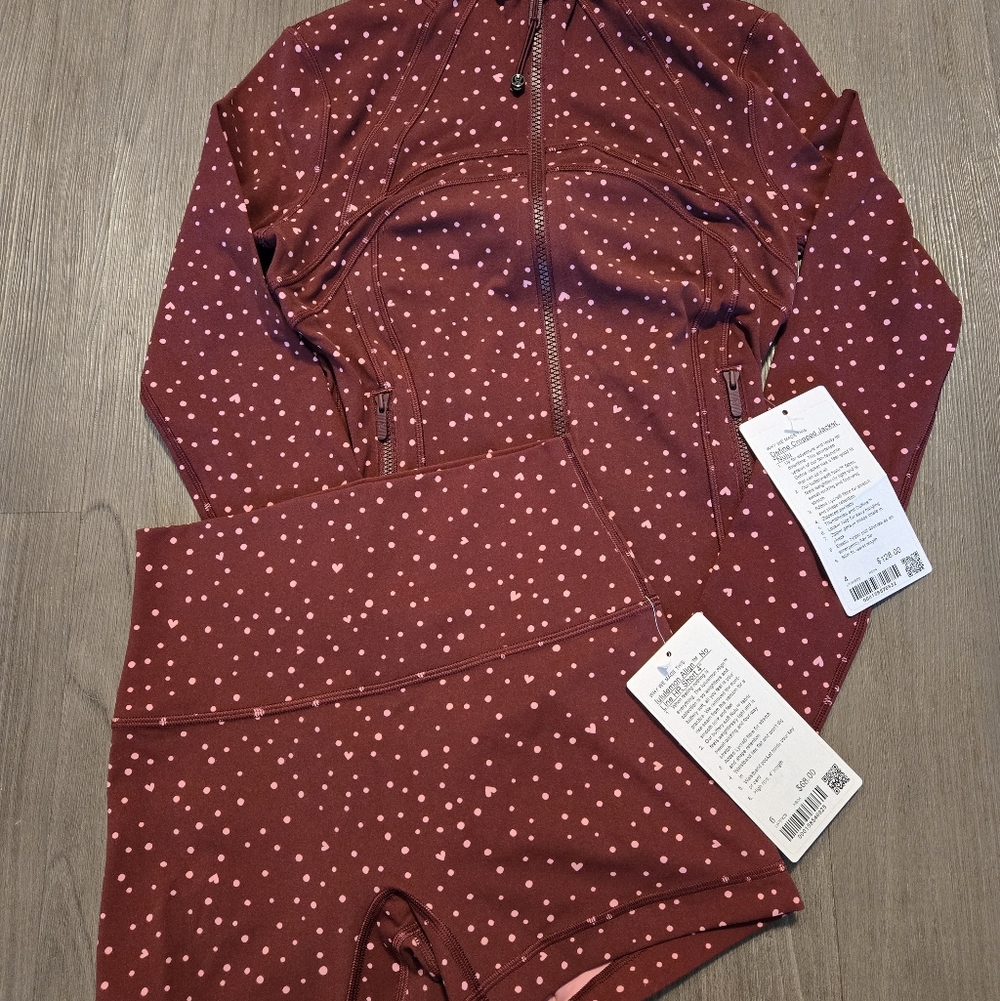 NEW Lululemon cropped define jacket 4 align shorts 4" 6 burgundy bay
